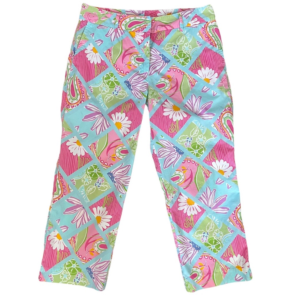 Lilly Pulitzer Vintage Women’s Floral Print Multicolor Crop Pants Size 10